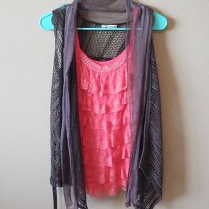 Lace tank top with shrug